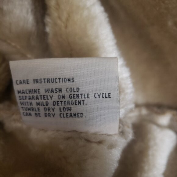 Mulberry Street Hooded Coat XL Faux Suede Faux Fur Lined Zip Vintage Camel Tan - Picture 7 of 9